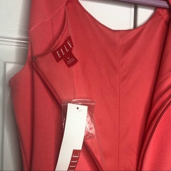 ELLE Melon Mini Ribbed Peekaboo Sun Dress, Size 6 - Picture 3 of 8